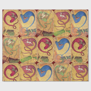 German Court Flags /Dogs,Deers,Falcons,Ducks Wrapping Paper