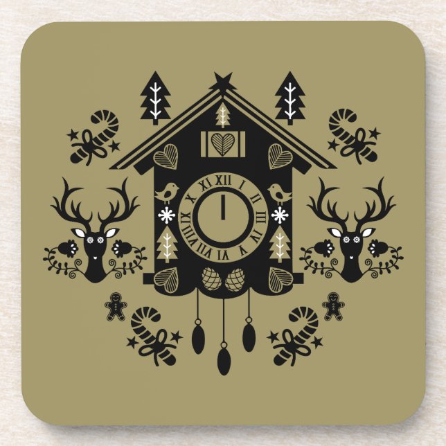 German Cuckoo Clock Christmas Coaster (Front)