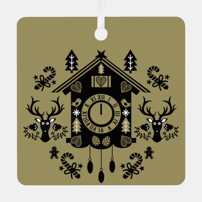 German Cuckoo Clock Christmas Metal Tree Decoration (Front)