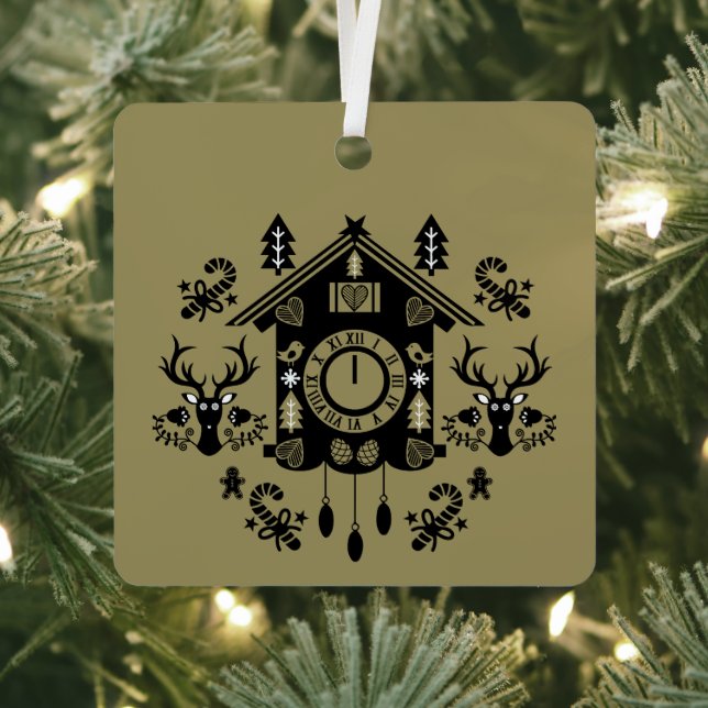 German Cuckoo Clock Christmas Metal Tree Decoration (Insitu)