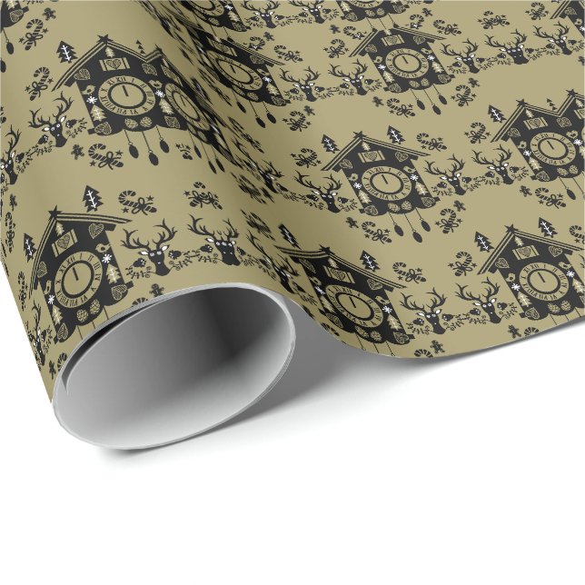 German Cuckoo Clock Christmas Wrapping Paper (Roll Corner)
