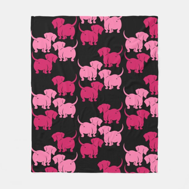 German Dachshund Dog Patterns Fleece Blanket (Front)