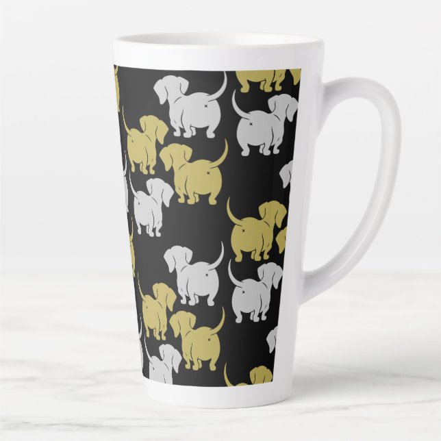 German Dachshund Dog Patterns Latte Mug (Right)