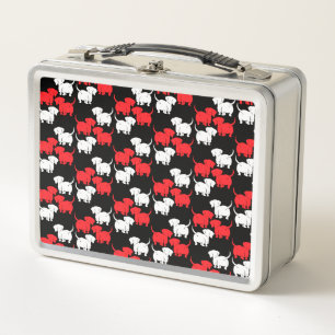 German Dachshund Dog Patterns Metal Lunch Box