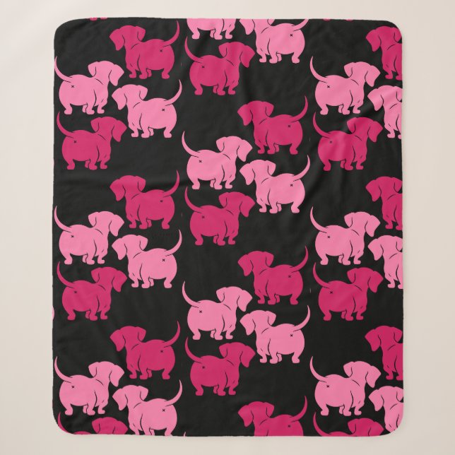 German Dachshund Dog Patterns Sherpa Blanket (Front)