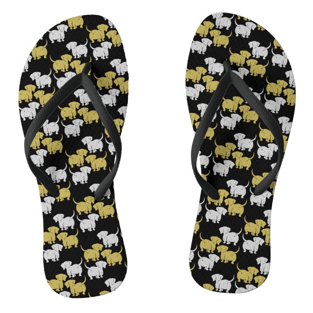 German Dachshund Dog Patterns Thongs (Footbed)