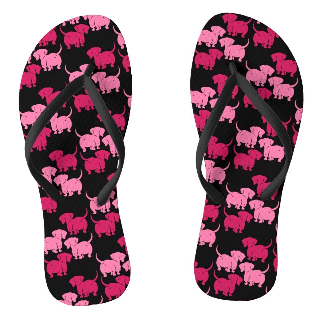 German Dachshund Dog Patterns Thongs (Footbed)