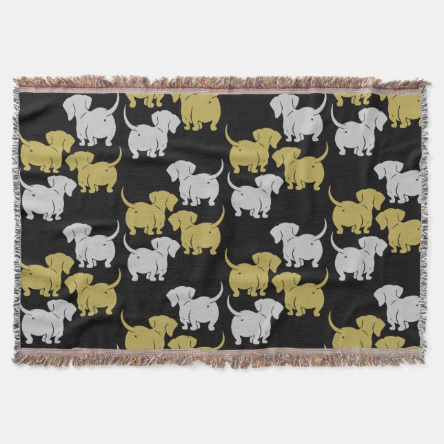 German Dachshund Dog Patterns Throw Blanket (Front)