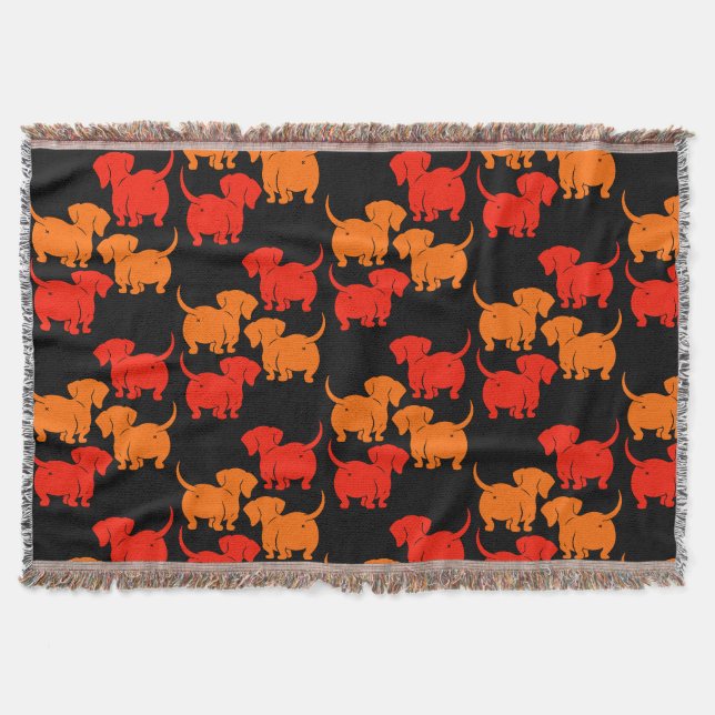 German Dachshund Dog Patterns Throw Blanket (Front)