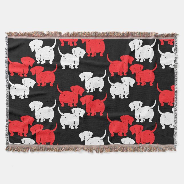 German Dachshund Dog Patterns Throw Blanket (Front)