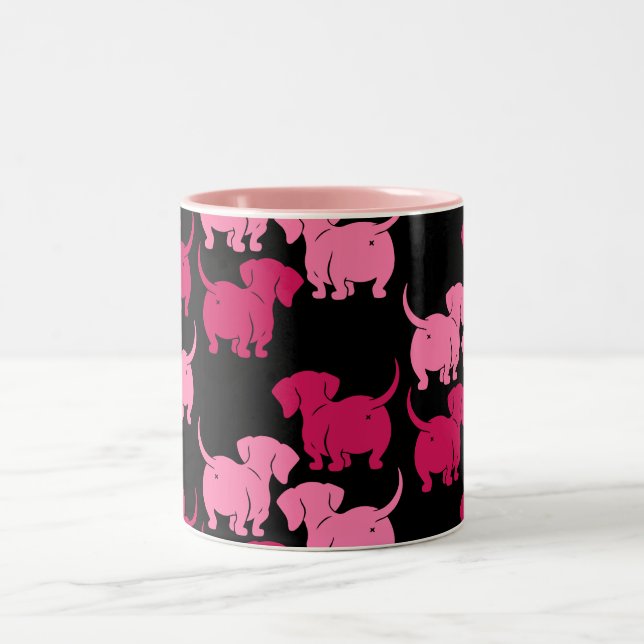 German Dachshund Dog Patterns Two-Tone Coffee Mug (Center)