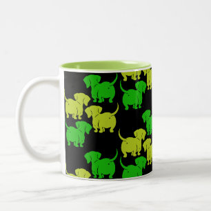 German Dachshund Dog Patterns Two-Tone Coffee Mug