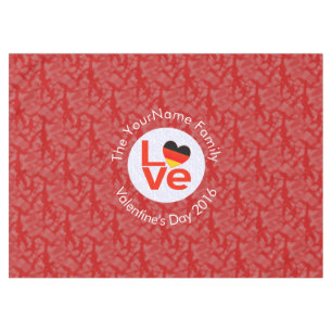 German Deutsch Heart Red LOVE Flag Personalised Tablecloth