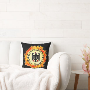 German/Deutschland Forever/eagle/iron cross/fire Cushion