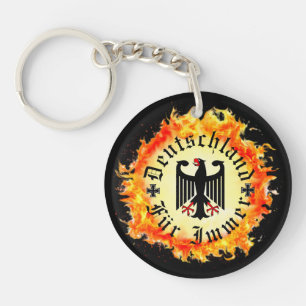 German/Deutschland Forever/eagle/iron cross/fire Key Ring