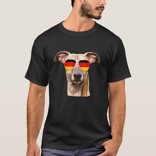 German Dog Flag Sunglasses Football Soccer Fan T-Shirt (Front)