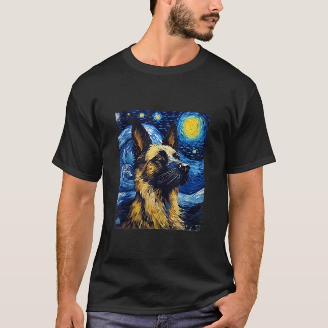 German Dog Starry Night Dog Lover Dog Mum Dad Tank (Front)