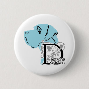 German: Dogge 6 Cm Round Badge