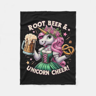 German Drindl Unicorn Beer Pretzel Funny Party Fleece Blanket