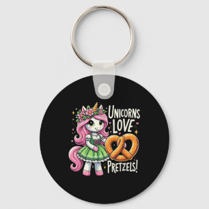 German Drindl Unicorn Love Pretzels Funny Kids Key Ring