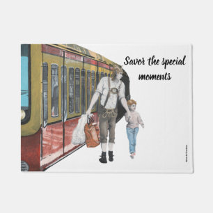German Elf Berlin Train Trip Fantasy Art Door Mat