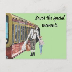 German Elf Family Shopping Fantasy Art Postcard