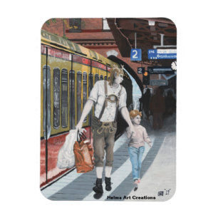German Elf Train Trip Fantasy Refrigerator Magnet