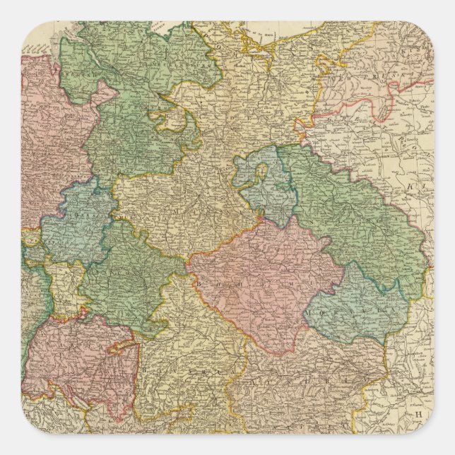 German Empire Map Square Sticker (Front)