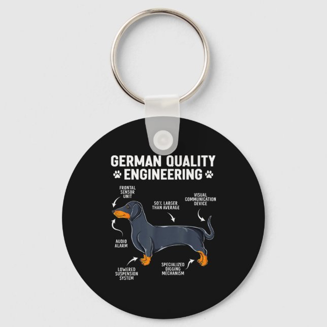 German Engineering Dachshund Lover Funny Doxie Dog Key Ring (Front)