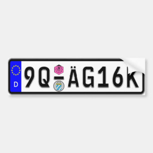 German Euro License Plate White Bumper Sticker