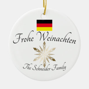 German Family Name Frohe Weinachten Germany Flag Ceramic Ornament