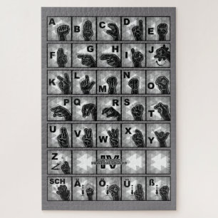 German Finger Alphabet 4 - black / Puzzle