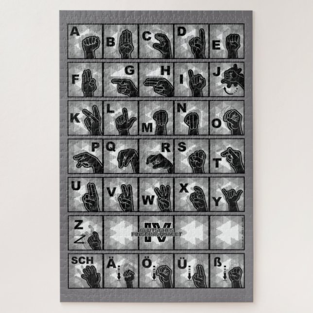 German Finger Alphabet 4 - black / Puzzle (Vertical)