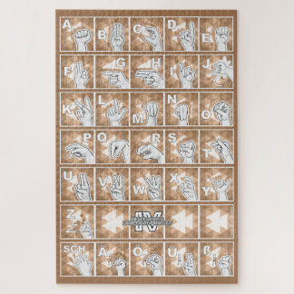 German Finger Alphabet 4 - brown / Jigsaw Puzzle