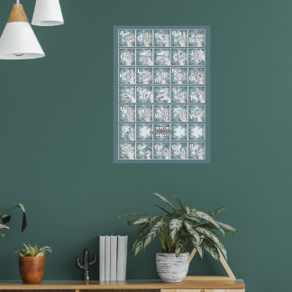 German Finger Alphabet 4 - Petrol Gray / Poster