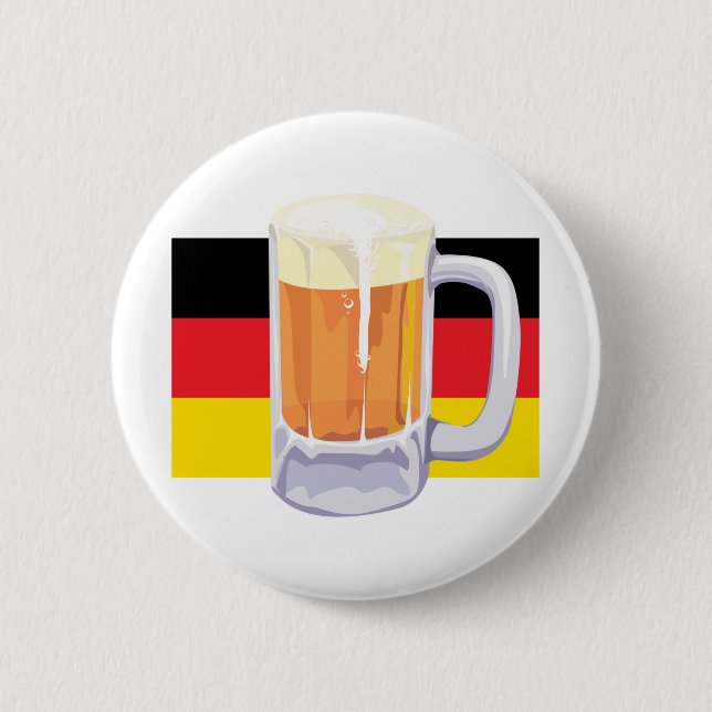German Flag & Beer 6 Cm Round Badge (Front)