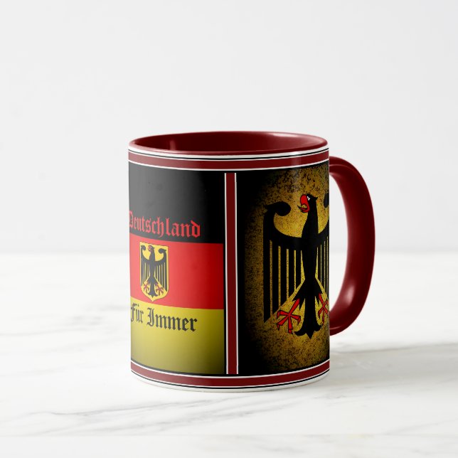 German flag, black eagle, Deutschland fur immer Mug (Front Right)