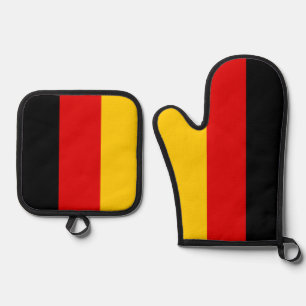German Flag Black Red Gold Deutsche Flagge Oven Mitt & Pot Holder Set