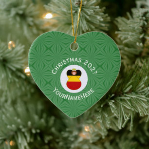 German Flag Christmas Angel Personalised Heart Ceramic Ornament
