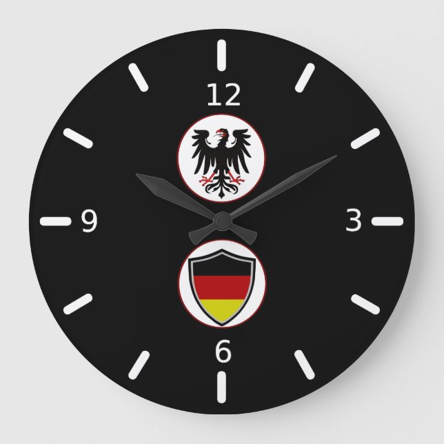 German flag-coat arms large clock (Front)