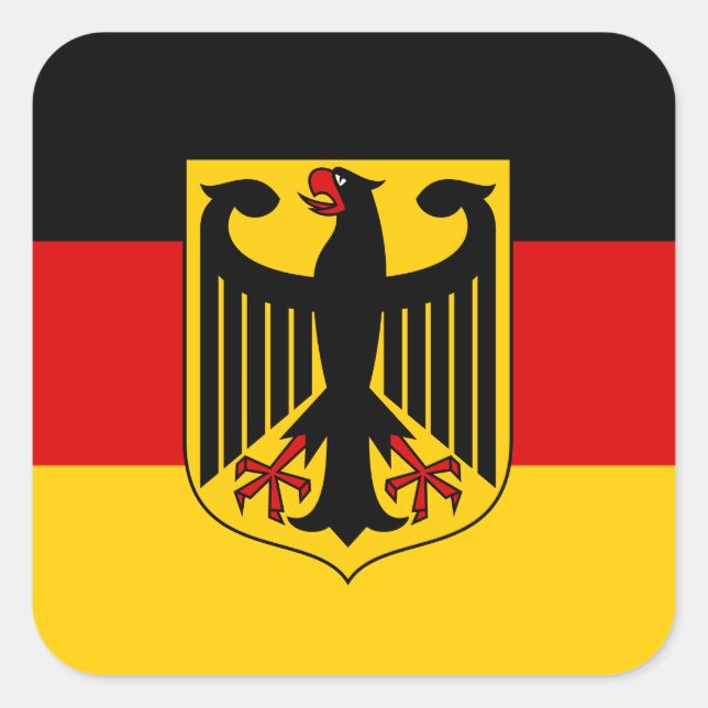 German Flag & Coat of Arms, Flag of Germany Square Sticker (Front)