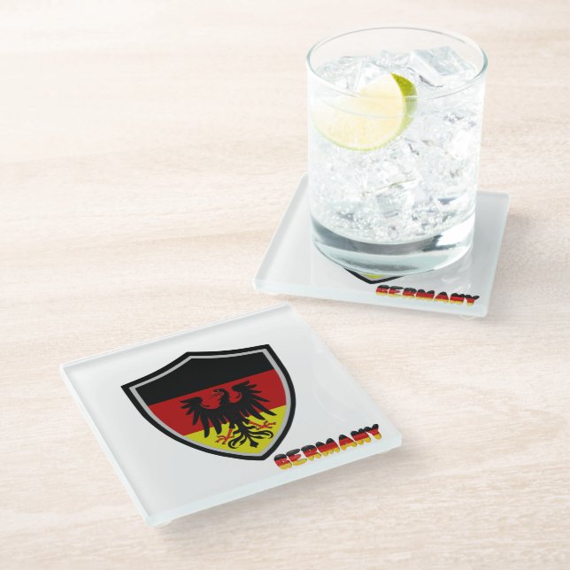 German flag-coat of arms glass coaster (Angled)