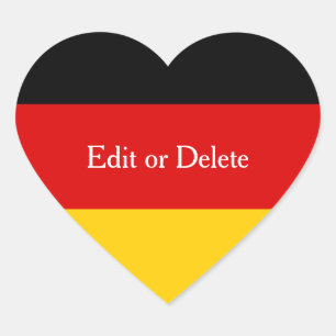 German Flag Colours Black Red Gold Personalised Heart Sticker