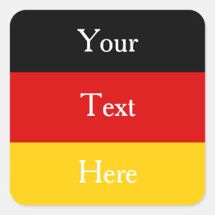 German Flag Colours Black Red Gold Personalised Square Sticker