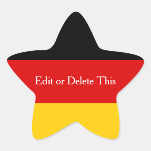 German Flag Colours Black Red Gold Personalised Star Sticker