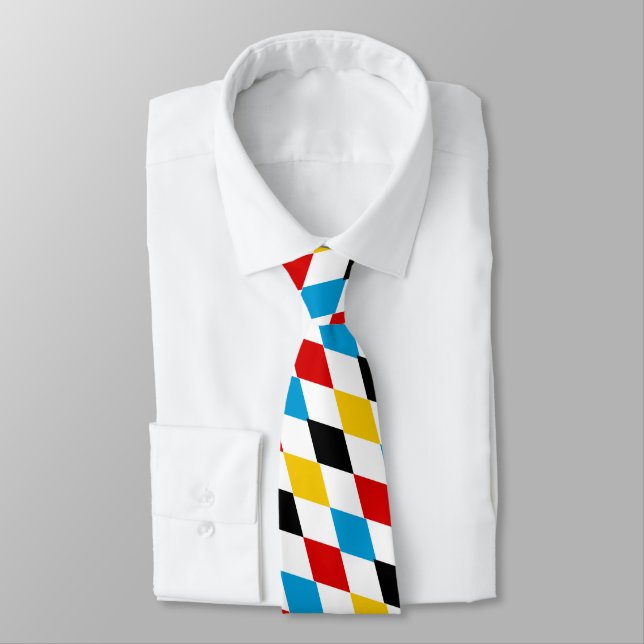German Flag Colours Blue Lozenge Oktoberfest Tie (Tied)