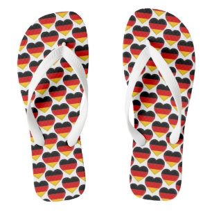German Flag Colours Hearts Pattern Patriotic Thongs