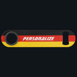 German flag custom speed bottle opener gift<br><div class="desc">German flag of Germany custom speed bottle opener gift. Personalised Father's Day or Birthday gift ideas for him or her. Create custom presents for dad, brother, uncle, husband, grandpa, boss, friend, boyfriend, employee, co worker, staff, personnel, colleague etc. Double sided print. Great for beer bottles, soda bottles and other drinks....</div>