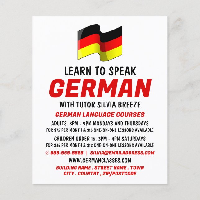 German Flag Design, German Language Course Advert Flyer (Front)
