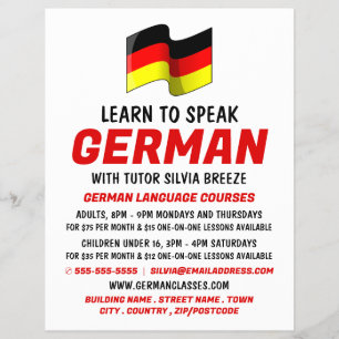 German Flag Design, German Language Course Advert Flyer